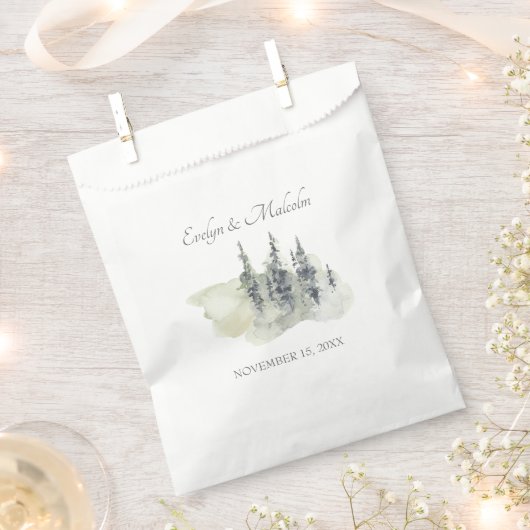 Tall Timber Waterverf Evergreen Trees Wedding Bedankzakje (Geknipt)
