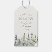 Tall Timber Waterverf Evergreen Trees Wedding Cadeaulabel (Voorkant)