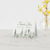 Tall Timber Waterverf Evergreen Trees Wedding Kaart (Gele Bloem)