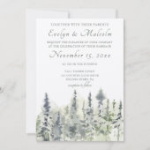 Tall Timber Waterverf Evergreen Trees Wedding Kaart (Voorkant)