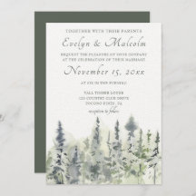 Tall Timber Waterverf Evergreen Trees Wedding