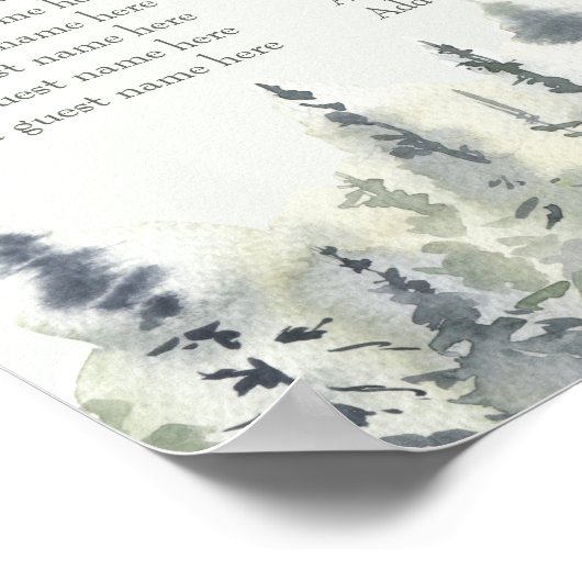 Tall Timber Waterverf Evergreen Trees Wedding Poster (Hoek)