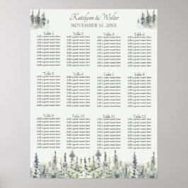Tall Timber Waterverf Evergreen Trees Wedding Poster