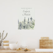 Tall Timber Waterverf Evergreen Trees Wedding Poster (Keuken)