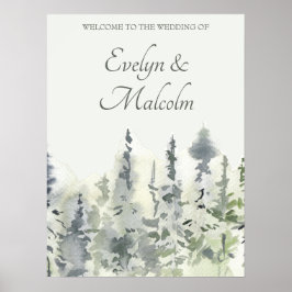 Tall Timber Waterverf Evergreen Trees Wedding Poster