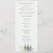 Tall Timber Waterverf Evergreen Trees Wedding Programmakaart (Achterkant)