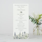 Tall Timber Waterverf Evergreen Trees Wedding Programmakaart (Staand voorkant)