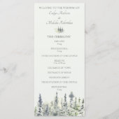Tall Timber Waterverf Evergreen Trees Wedding Programmakaart (Voorkant)