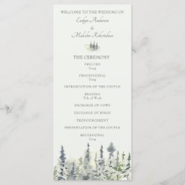 Tall Timber Waterverf Evergreen Trees Wedding Programmakaart