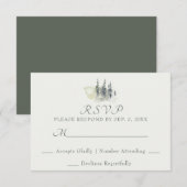 Tall Timber Waterverf Evergreen Trees Wedding RSVP Kaartje (Voorkant / Achterkant)
