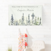 Tall Timber Waterverf Evergreen Trees Wedding Spandoek (Insitu)