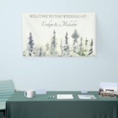Tall Timber Waterverf Evergreen Trees Wedding Spandoek (Beurs)
