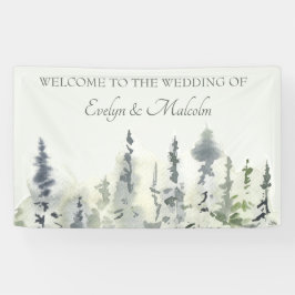Tall Timber Waterverf Evergreen Trees Wedding Spandoek