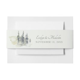 Tall Timber Waterverf Evergreen Trees Wedding Uitnodigingen Wikkel