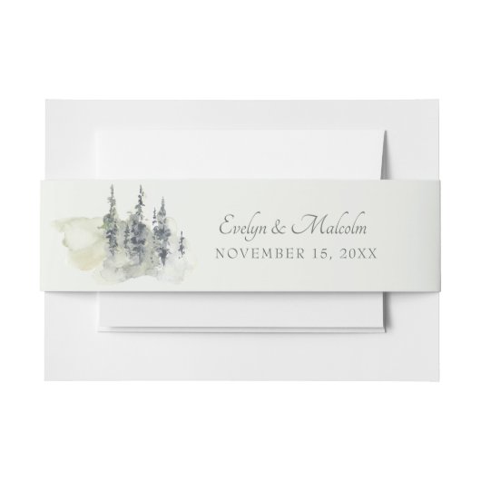 Tall Timber Waterverf Evergreen Trees Wedding Uitnodigingen Wikkel (Voorkant Voorbeeld)