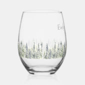 Tall Timber Waterverf Evergreen Trees Wedding Wijnglas Zonder Voet (Rechts)