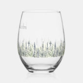 Tall Timber Waterverf Evergreen Trees Wedding Wijnglas Zonder Voet (Links)