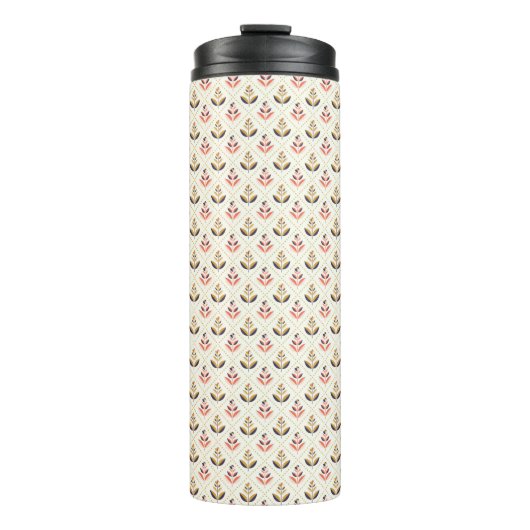Tall travel mug with a black lid thermosbeker (Voorkant)