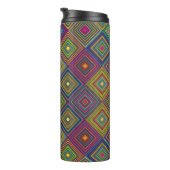 Tall travel mug with a vibrant geometric pattern  thermosbeker (Geroteerd rechts)