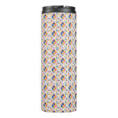 Tall travel mug with a vibrant, geometric pattern  thermosbeker (Achterkant)