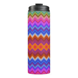Tall travel mug with a vibrant zigzag pattern  thermosbeker