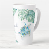 Tall Tropical Turquoise Blue Waterverf Zee Turtle Latte Mok (Rechterhoek)