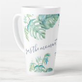 Tall Tropical Turquoise Blue Waterverf Zee Turtle Latte Mok (Linkerhoek)