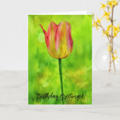 Tall Tulip Flower Art Verjaardag Kaart (Gele Bloem)