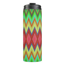 Tall tumbler featuring vibrant zigzag patterns  thermosbeker