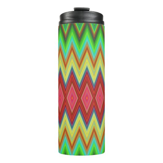 Tall tumbler featuring vibrant zigzag patterns thermosbeker (Voorkant)