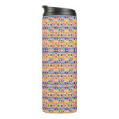 Tall tumbler with a vibrant, geometric pattern thermosbeker (Geroteerd rechts)