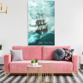 Tall verscheept op het Turbulent Zee Canvas Afdru (Insitu (Woonkamer))