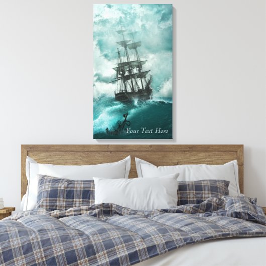 Tall verscheept op het Turbulent Zee Canvas Afdru (Insitu (Slaapkamer))