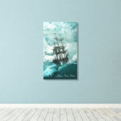  Tall verscheept op het Turbulent Zee Canvas Afdru Afdruk (Insitu (Houten vloer))