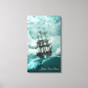 Tall verscheept op het Turbulent Zee Canvas Afdru Afdruk