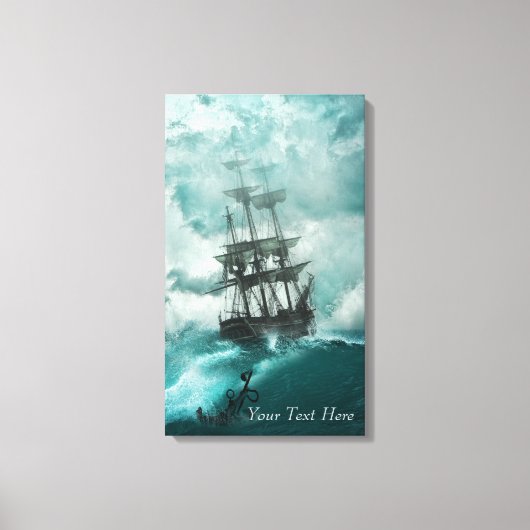  Tall verscheept op het Turbulent Zee Canvas Afdru Afdruk (Voorkant)