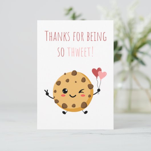 Tall Vertical Smiling Cookie Teacher Dank je wel C Bedankkaart (Staand voorkant)