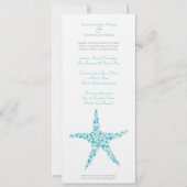 Tall Wedding Aqua Turquoise Starfish Invitation Kaart (Voorkant)