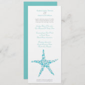 Tall Wedding Aqua Turquoise Starfish Invitation Kaart (Voorkant / Achterkant)