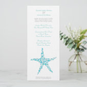 Tall Wedding Aqua Turquoise Starfish Invitation Kaart (Staand voorkant)