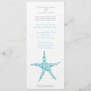 Tall Wedding Aqua Turquoise Starfish Invitation Kaart
