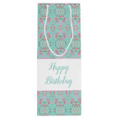 Tall Wine Sweet Blauwgroen en Pink Patterned Gift Wijn Cadeautas (Achterkant)