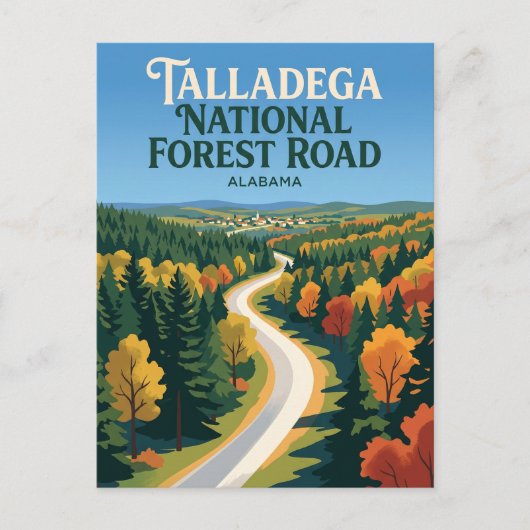 Talladega National Forest Road Alabama Briefkaart (Voorkant)