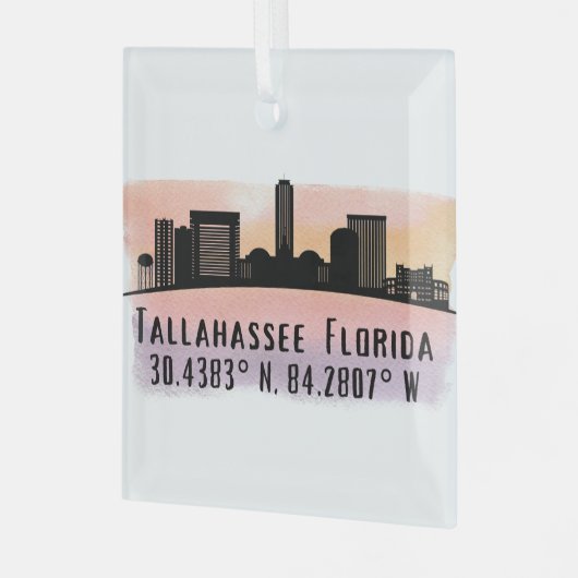 Tallahassee FL City Skyline Glass Ornament (Voorkant links)
