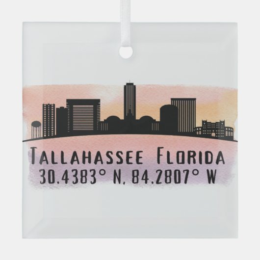 Tallahassee FL City Skyline Glass Ornament (Voorkant)