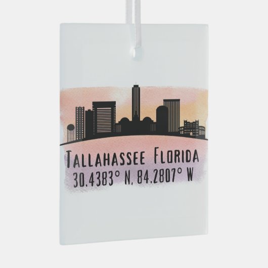 Tallahassee FL City Skyline Glass Ornament (Voorkant Rechts)
