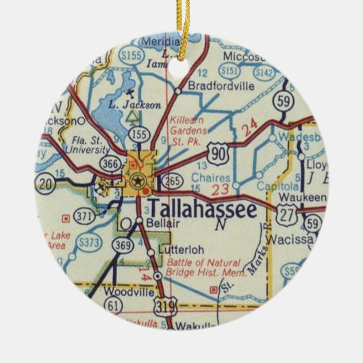 Tallahassee FL Map Keramisch Ornament (Voorkant)