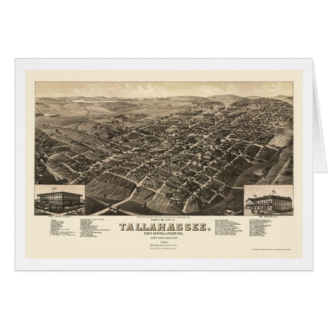 Tallahassee, FL Panoramic Map - 1885 (Voorkant Horizontaal)