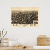 Tallahassee Florida 1885 Antiek Panorama Poster (Keuken)