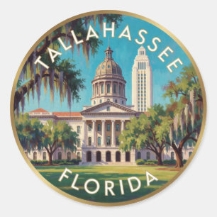 Tallahassee Florida Historisch Capitool Reis 🌴 Ronde Sticker